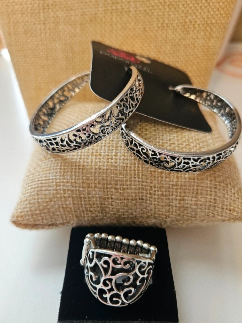 paparazzi Silver Filigree Hoop Earrings
